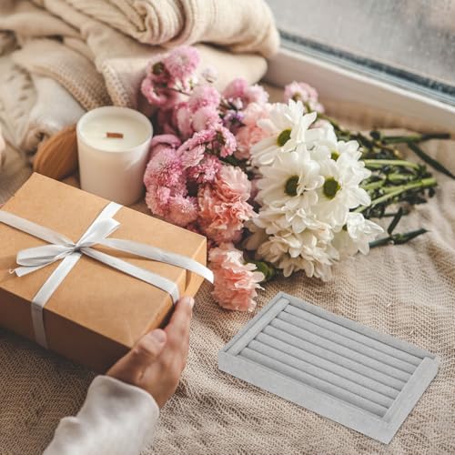 uxcell Velvet 7 Slots Ring Organizer Jewelry Display Tray Showcase Ring Holder Velvet Jewelry Organizer Stand for Rings Earrings Grey - color: Gray