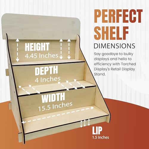 Wooden Portable Retail Table Display Stand Countertop 3 Step Riser Craft Shows, Farmers Markets Tradeshows |No Hardware Assembly Flat Pack Soap Display CBD Jewelry Spices Cups Tumblers Coasters