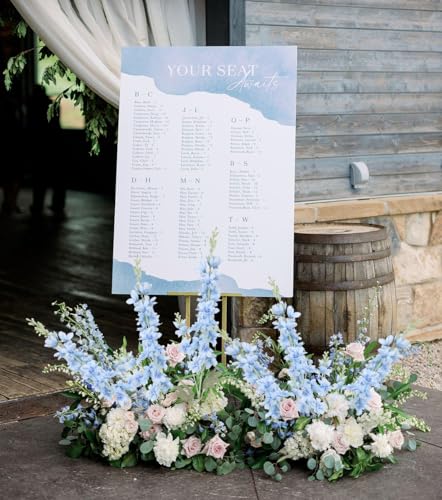 8PCS Blue Delphinium Artificial Flowers Larkspur Fake Flowers 33.5in Long Stem Faux Silk Flowers Bulk for Tall Vase for Home Wedding Floral Arrangement Centerpiece Table Decorations (Baby Blue) - color: Baby Blue