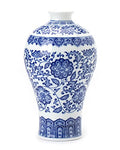 Blue and White Chinoiserie Ginger Jar Vase for Home Decor, Porcelain, 9" H - size: BlueB 9"H