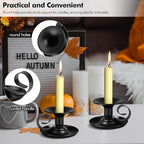 2 Pack Candle Stick Holder, Metal Taper Candlelight Stand for Party Wedding Christmas Table Home Decoration (Black)