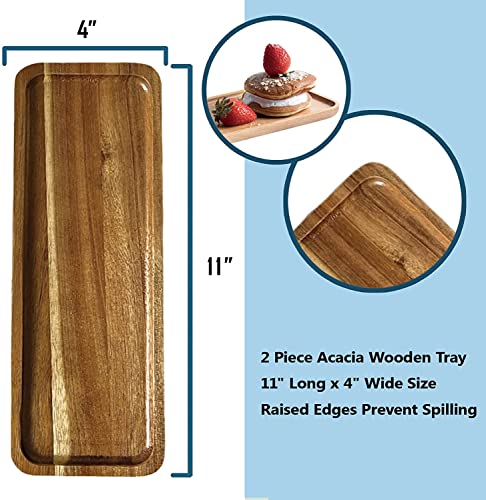 Bathroom Long Vanity Trays, 1PCS Wooden Toilet Tank Storage Tray, Farmhouse Wood Tray Kitchen Living Room Counter Top Organizers for Small Things, Dressing Table Sink Holders 11 x 4 inch - color: Square