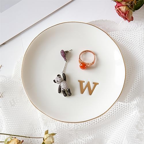 Ceramic Ring Holder for Jewelry, Jewelry Tray, Ring Dish, Aesthetic Room Decor, Engagement Gifts Bride Gifts Wedding Gifts for Women, White, 4.75"(W) - color: W