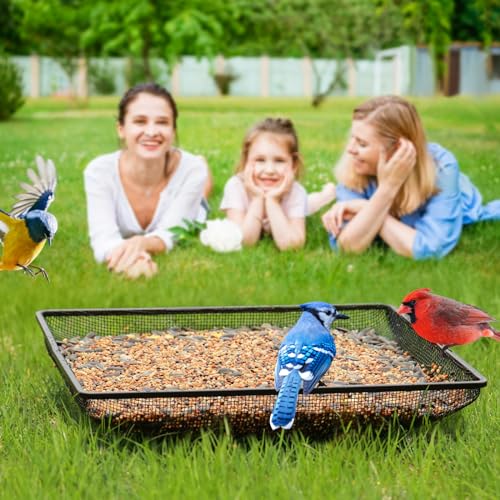 MIXXIDEA Ground Bird Feeder Tray 11x11 Inches, Metal Platform Mesh Seed Tray for Bird Feeders, Great Attracting Garden Yard Decoration for Wild Birds Squirrels Dove,2 Pack - size: 11x11 inches (2 pack)