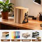 Peacoblue Metal Bookends for Shelves, Modern Decorative Heavy Duty Study Book Ends Stoppers for Office, Desk, Shelf, Room 5.3"x4.3"x7.9" Cast Iron Simple Tall Bookends 1 Pair (Cellist Playing Cello) - style: Cellist Playing Cello