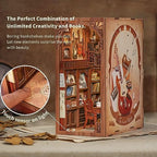 Cutefun Book Nook Kit,3D Wooden Puzzle Bookends,Miniature house kit with dust cover,Bookends Kit with LED Lights,DIY Dollhouse Bookend Tiny House for Adults,Birthday Easter Home Decor for Teens Adults - style: The Secret Rhythm