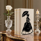 Peacoblue Metal Bookends for Shelves, Victorian Woman Modern Decorative Heavy Duty Study Book Ends Stoppers for Office, Desk, Shelf, Room Cast Iron Simple Tall Bookends 1 Pair - style: Victorian Woman