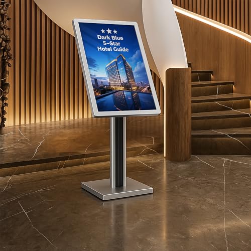 Sign holder floor stand,Heavy-Duty Pedestal poster stand for display,21×29 inch Adjustable Aluminum Menu Stand for Restaurant(Silver) - color: Silver