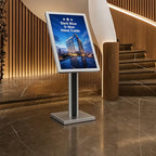 Sign holder floor stand,Heavy-Duty Pedestal poster stand for display,21×29 inch Adjustable Aluminum Menu Stand for Restaurant(Silver) - color: Silver