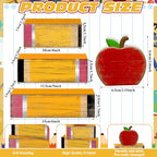 Lineshading 4 Pcs Back to School Table Decorations Retro Red Apples Decor Back to School Tiered Tray Decor Apple Centerpieces Rustic Wood Pencil Block Stack Sign Farmhouse Gifts for Home Shelf Mantel - style: Apple