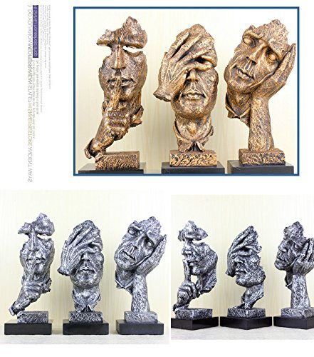 Creative Abstract The Thinker Statue Sandstone Face & Hand Statues and Sculptures Home & Office Desk Decoration (Sand Silence)