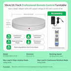 Super Heavy Duty Remote-Controlled Motorized Turntable,Motorized Rotating Display Stand,Speed-Adjustable Rotating Platform,Human 3D Scan Electric Turntable for Scan,Showcase(19.7in/White) - size: 19.7inch/White/700Lbs Load