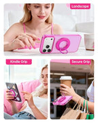 SYNCWIRE Magnetic Phone Ring Holder for MagSafe, 360° Rotation Cell Phone Grip Stand Finger Ring Kickstand Two-Sided Magnet Compatible with iPhone 17 Pro Max 16 15 14 13 12 MagSafe Accessories - color: Single Ring-1PCS-Hot Pink