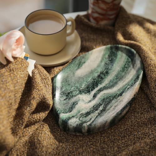 Natural Marble Cloud Shape Jewelry Tray, Key Tray For Entryway Table, Jewelry Dish Trinket Tray for Home Décor, Ring Holder for Women Gift - color: Norway Greener