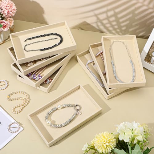 Yolev Jewelry Organizer Tray Stackable Velvet Jewelry Trays,Drawer Inserts Earring Organizer Adjustable Velvet Box Tray Earring Necklace Storage Ring Bracelet Display Case