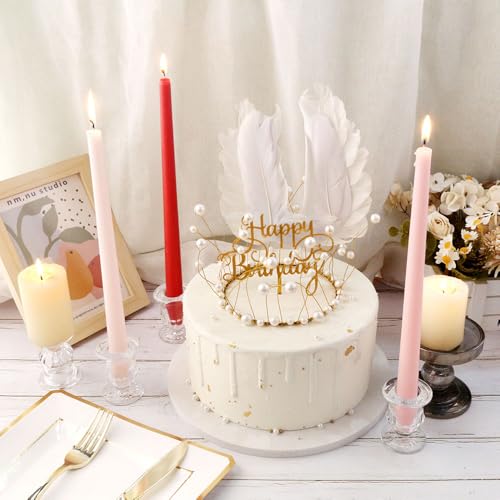 Glass Taper Candle Holder Set of 24 - Clear Crystal Candlestick Holders for Tapered Candles, Elegant Candle Stick Holder Set for Wedding Party Christmas Thanksgiving Festival (24, Transparent)