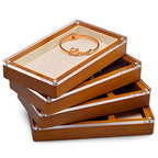 Oirlv Wooden 2 Grid Jewelry Display Tray Premium Microfiber Interior Jewelry Organizer Box with Top Lid Ring Earrings Bracelet Storage Dish(Creamy-white) - color: Creamy-white 2 Grids