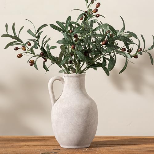 Ceramic Flower Vase Home Decor - Large White Rustic Table Flowers Vases Living Room Bedroom Plant Decorations Farmhouse Vintage for Kitchen Shelf Office Coffee Dining Desk House Women (10" Rustic) - color: 03-rustic-10"