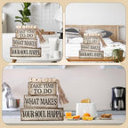 Yuntau 4 Pcs Farmhouse Tabletop Decoration Inspirational Farmhouse Tiered Tray Decor Rustic Retro Wood Bead Garland Take Time to Do What Makes Your Soul Happy Block Centerpiece Sign for Home Shelf - style: Inspirational