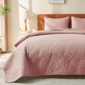 JYHOPE Baby Pink Twin Quilt Set 68x90 Lightweight Microfabric Bedspread, 3-Piece Quilt Bedding with Pillow Shams, Summer Cooling Quilts, Ribbon Wrapped Gift - color: Flower Pattern-pink, size: Twin(68x90)