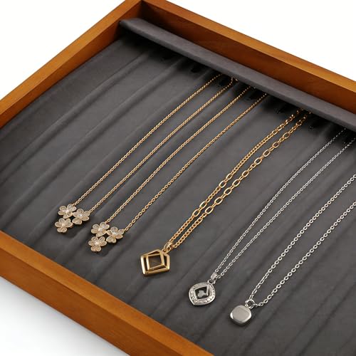 13 Hooks Necklace Organizer Large Jewelry Trays for Drawers Stackable Necklace Pendant Jewelry Display for Vendors Jewelry Drawer Organizer Inserts (13.78" L x 9.45" W x 1.18" H) Grey - color: Gray, size: Necklace Tray1-W 9.45" x H 1.18"x L 13.78"