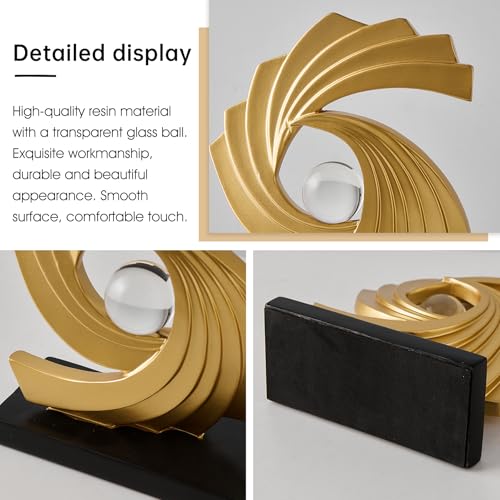 Abstract Art Statue,Modern Gold Minimalist Decoration,Geometric Abstract Sculpture,Decoraciones para Sala Bedroom Office Coffee Tabletop Centerpiece Decoration Resin Collectibles (Gold) - color: Gold