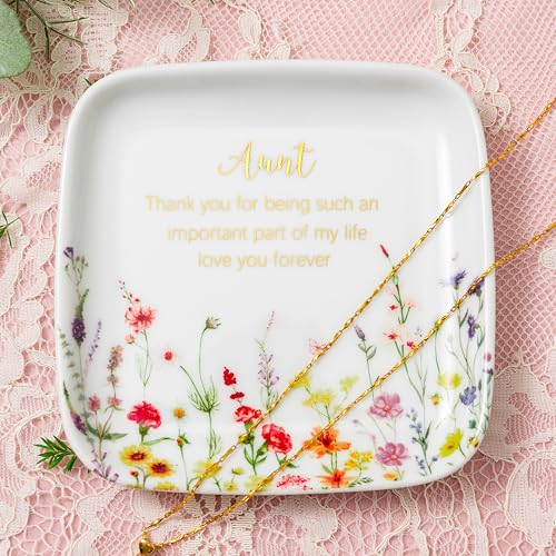 Crisky Jewelry Ring Dish for Aunt Birthday Gifts, Thinking of You Gift for Aunt from Niece, Best Antie Gift Ideas from Nephew Thanksgiving Day Christmas Valentines (Love You Forever) Trinket Tray - style: Aunt Thank You for Being Such an Important Part of