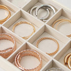 Stackable Jewelry Organizer Tray For Drawers,White Leather Small Earring Storage Tray,Bracelet And Necklace Display Box,Jewelry Ring Display Case (Creamy White 12 Grids) - style: Creamy White 12 Grids