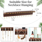 YYILIS Necklace Holder, Upgraded Extra Large Wall Necklace Organizer with 30 Hooks Wall Mounted Necklace Hanger with Jewelry Tray/Cosmetics Shelf Rustic Pine Wood Holder (Walnut) - color: Walnut