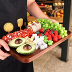 16" X 10" Large Wooden Serving Trays Acacia Wood Charcuterie Boards Rectangular Serving Platters for Cookie, Dessert, Party Food Dish Snack Appetizer Plates Kitchen Platter Tray Cheese Board - size: 16" × 10" × 0.8"