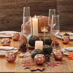 Volens Round Rose Gold Votive Candle Holders, Mercury Glass Tealight Candle Holder Set of 12 - color: Rose Gold