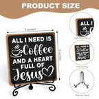 Toerifer Coffee Lover Gifts, Table Sign, Christian Decor, Rustic Wooden, 5x5 Inches - style: coffee sign 07