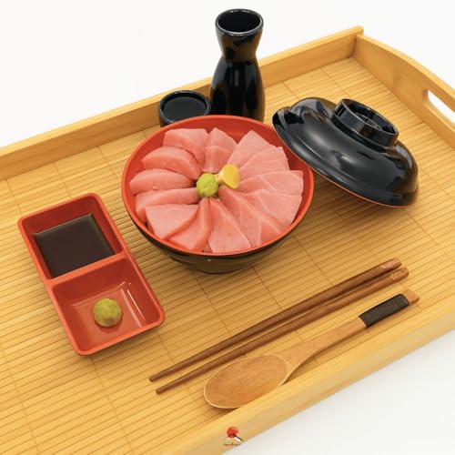 JapanBargain, Large Bamboo Tray with Handle for Tea Lunch Dinner Butler Serving Tray Shelf Tray, 20 x 13