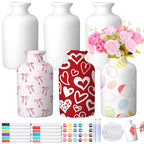 6 Set Mother's Day Ceramics to Paint DIY Your Own Ceramic Painting Kit for Crafts Vase to Paint Unpainted Plaster Paintable Kit Mother Art DIY Craft Supply with Brush Palette for Adult(Bright) - color: Bright
