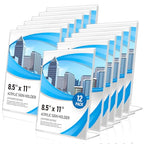 Eocnrhe Acrylic Sign Holder 8.5 x 11 12 Pack, Double-Sided Clear Sign Holder Plastic Stands for Display, Table Sign Stands, L Shape Flyer Holder