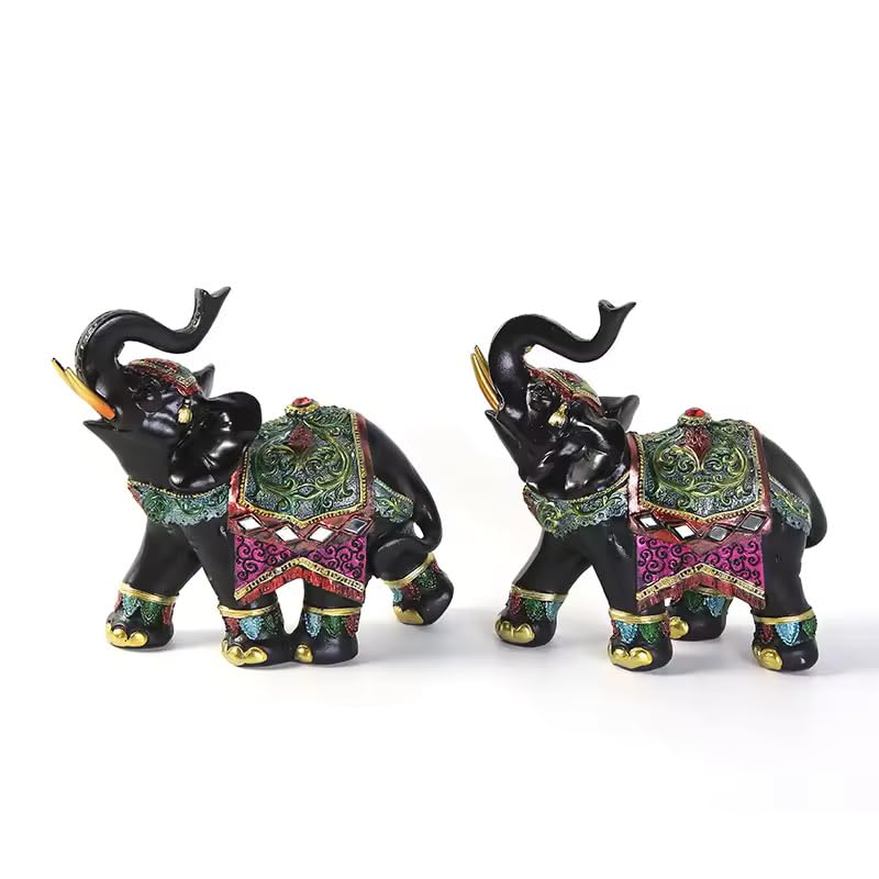 Luxury Elephant Sculpture, Resin Ornament for Wealth & Luck, 1 Pc