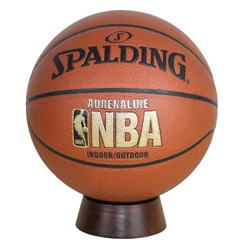 HillSpring Football Display Stand, Wooden Display Holder for Rugby Ball, Basketball, Crystal Ball, Ostrich Eggs, Memorabilia Display Case, Round Reversible Cone Display Stand, 1 Pack