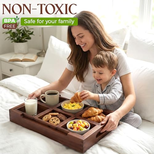 Set7 Wood Serving Tray with Handles – Large Rectangular Breakfast & Ottoman Tray with Raised Edges, Serving Platter Snack Tray, Serving Tray with Food (7, Vintage Wood 2) - color: Vintage Wood 2