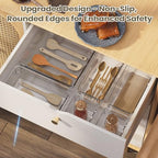 5 PCS Clear Plastic Drawer Organizer Set, 2 Sizes Acrylic Drawer Storage Trays Non Slip Storage Bins for Makeup, Jewelry, Gadgets for Kitchen, Bedroom, Bathroom, Office - style: 5pcs