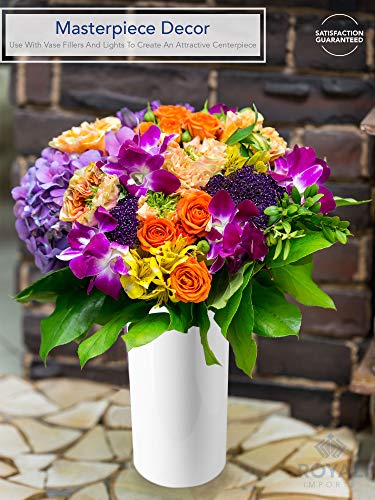 Royal Imports Flower Acrylic Vases Cylinders - Decorative Centerpiece Display for Home or Wedding - Non Breakable Plastic, 5X10 - White - size: 5"x10"