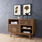 Modway Render Mid-Century Modern Two-Tier Display Stand in Walnut - color: Walnut