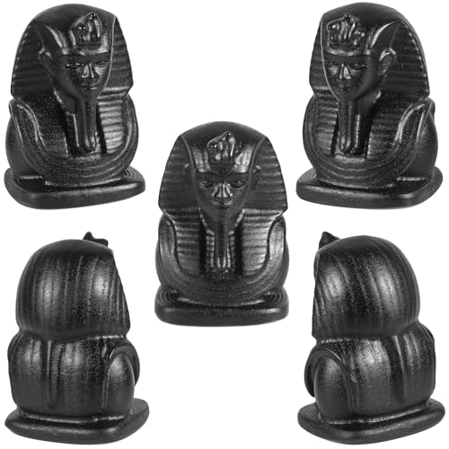 Nupuyai Hand Carved Egyptian Statue for Home Decor, Natural Black Obsidian Crystal Figurine Stone Sculpture Decoration for Fengshui - style: Egyptian