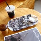 Natural Marble Tray, Coffee Table, Food, Fruit, Paper Cup, Cake Display, Coffee bar, Family Gatherings, Seasonal Holiday Decoration Tray(Viola-oval-11 x5 x0.7) - color: Viola-oval-11"x5"x0.7"