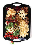 KAQAHIDO Large Melamine Serving Trays for Eating, 17.5’’ x 12’’ Serve Platter for Appetizer, Charcuterie, Food, Snack, Cupcakes, Dessert, BPA-Free, Dishwasher Safe Tray, Set of 2, Black - color: Black