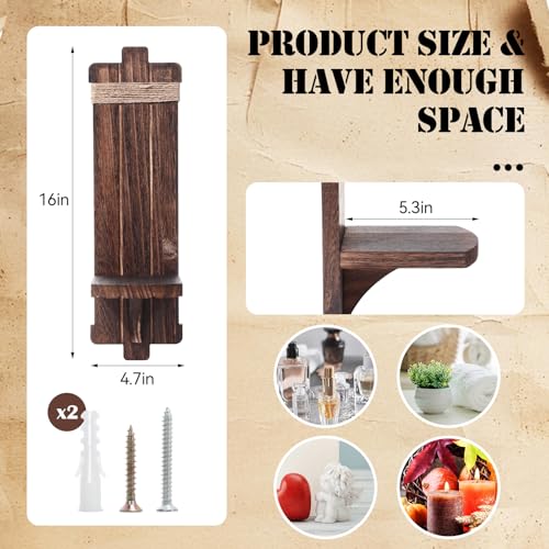 Weysat 4 Sets Rustic Wall Candle Sconces Decor Vintage Farmhouse Handmade Wooden Wall Mount Candle Holders for Bedroom Living Room Bathroom Home Hanging Art Decorations Accessories Gifts