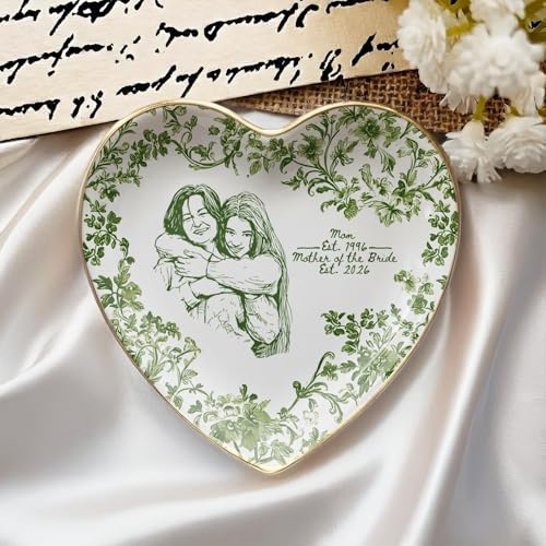 Personalized Mother of The Bride Photo Jewelry Tray, Mother of The Bride Gifts; Personalized Mom Portrait Photo Trinket Tray, Wedding Day Keepsake, for Grandma Mama 9 - color: Jewelry Dish 8