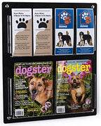 Displays2go Acrylic Wall Mounted Magazine Rack, 4-8 Adjustable Pockets, 2-Tiered - Black (2RP4BLK) - color: Black, size: 4 Pockets