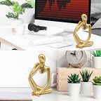 Gold Thinker Statue Decor, Modern Abstract Art Sculpture, Thinker Figurines Collectible Accents Decoration for Shelf Bookshelf Office Desktop Decor
