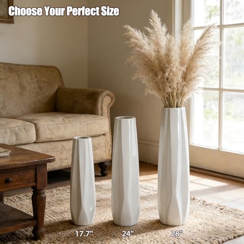Ceramic Large Floor Vase, GDSZJLJ White 28" Tall Flower Vase Decorative Vases for Living Room Modern Home Decor Office Bedroom Kitchen Wedding House Décor, Gift for Wedding Housewarming - color: 5-stripes, size: Height-28 Inch