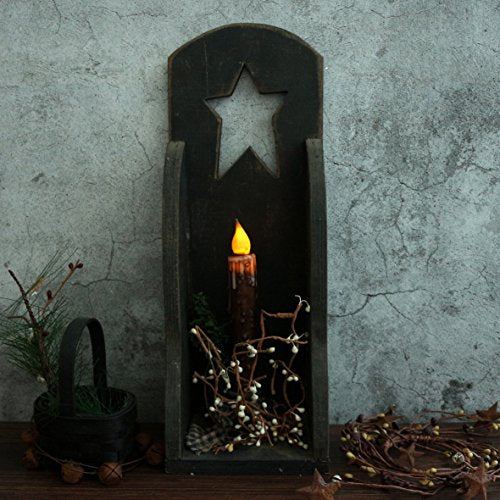 CVHOMEDECO. Real Wax Hand Dipped Battery Operated LED Timer Taper Candles Rustic Primitive Flameless Lights Décor, 6-3/4 Inch, Brwon, 6 PCS in a Package - color: Brown 6 Pcs